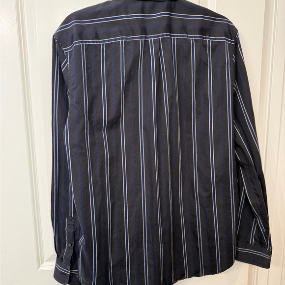 Men's Striped Blue Button Down Shirt - Picture 2 of 3